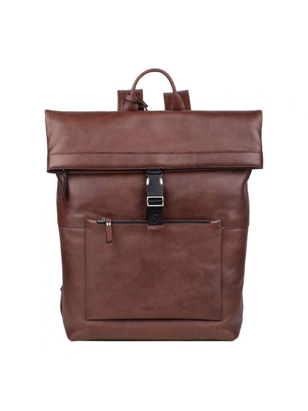 Trendy kožený batoh Burkely Rolltop – hnědá